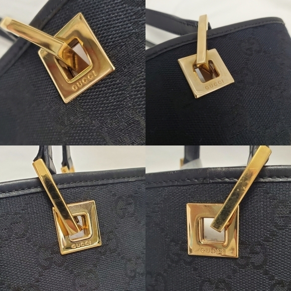 Gucci GG Monogram Canvas Tote Black Leather Trim - Picture 15 of 15